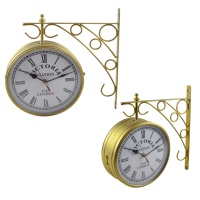Horloge murale à Double face en fer forgé et métal, décor bon marché, pendule de jardin, Station de Train, chiffres romains