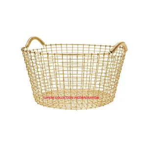 Gold Custom Made Design Storage Basket For Multi Purpose Used