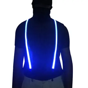 LED dengan Desain Baru Gallus Lampu LED Berkedip Suspender USB Pengisian Populer Kawat Gigi untuk Pria Bersinar Dalam Gelap