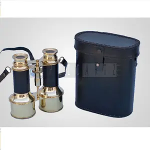 Télescope nautique en laiton antique avec boîte en cuir, jumelles vintage de type periscopie marine, faites à la main, décoration maritime, cadeau - Product Image 3