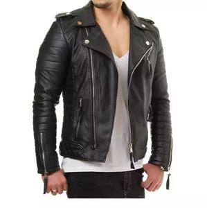 High Quality Winter Waterproof Zipper Sheep Fur Cow Skin Quilted Motor <b>Bike</b> <b>Jacket</b> for <b>Men</b> - Product Image 2