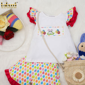 Ensemble d'été en coton smocké à manches courtes et mi-longues pour filles, motif animal certifié OEKO-TEX anti-UV à partir de 6 ans-BB2357 - Product Image 2