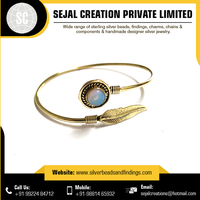 Bracelets manchette tribaux personnalisés en argent sterling 925 pour femmes, pointe de stylo-plume dorée, style mode, idéal pour anniversaire - Vente chaude
