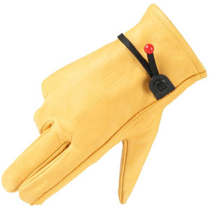 Guantes de cuero de grano de vaca dorado para conductores, guantes de trabajo elásticos de ala y pulgar - Product Image 3