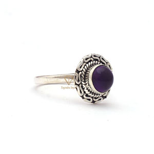 Round Shape Natural Amethyst Gemstone Boho <b>Ring</b>, Wholesale 925 Sterling Silver Handmade <b>Ring</b> Jewelry For Wholesaler Suppliers - Product Image 2
