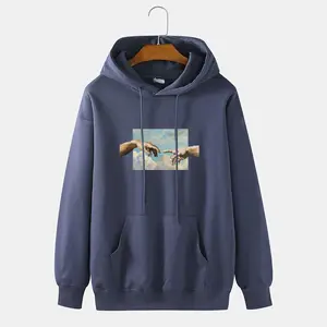 Sudadera de algodón con capucha para hombre, ropa para parte superior masculina, lisa, de tamaño grande, personalizada, de felpa francesa