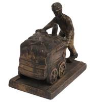 Sculptures de mineurs en laiton antique faites à la main poussant du charbon, figurines, statues, objets de décoration, cadeaux