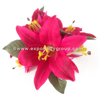 Jepit Rambut Sunne Tropical Lily Casablanca dari Bahan Polyester Plastik Busa yang Tahan Lama, Aksesoris Bunga dan Daun dari Kain yang Aman, 15 buah