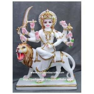 Handmade สีขาวอิซมิต Marble Durga Maa Moorti - Product Image 1