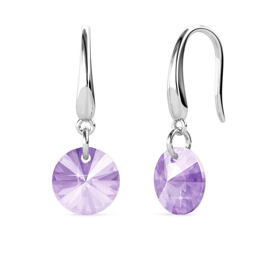 Brass With 18k White Gold Plated Earrings - Violet