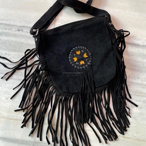 Vente chaude nouvelle mode occidentale sac à bandoulière femmes élégant daim cuir frange à la main petite taille téléphone sac à main en Nylon multi-usage - Product Image 2