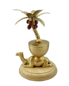Cuenco de latón para frutos secos con tapa de palmera – Centro de mesa decorativo de lujo estilo árabe de Oriente Medio para el hogar y la mesa - Product Image 2
