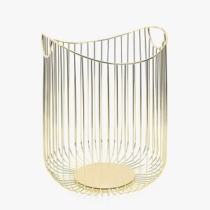 POPULAR DESIGN GOLD COLOR WIRE BASKET WITH HANDLE KITCHEN DECORATIVE FRUITS BASKET COST EFFECTIVE METAL WIRE BASKET - Product Image 1