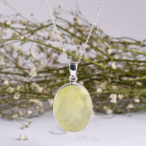 Colgante de Plata de Ley 925 con piedras preciosas de Prehnita, colgante hecho a mano, estilo 100% auténtico, regalo Natural - Product Image 2