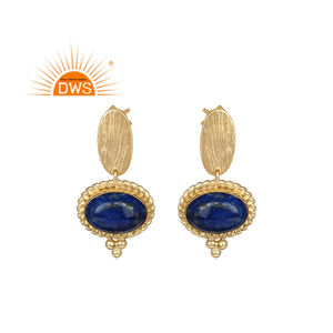 Pendiente de diseño de cuerda de piedras preciosas de lapislázuli Natural de Plata de Ley 925 para fabricante de joyería de mujer - Product Image 1