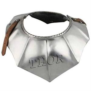Correa de cuero Gorget de acero chapado personalizado, armadura Medieval, cuello de pie renacentista, modelo de ropa, regalo náutico, logotipo personalizado - Product Image 2