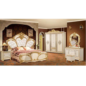 Conjunto de muebles de dormitorio Queen blancos antiguos tallados a mano estilo antiguo madera de teca calidad superior conjunto de dormitorio personalizado - Product Image 1