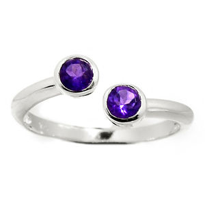 Bague en argent sterling 925 avec pierre précieuse améthyste à facettes bijoux fins avec couleur violette pour mariages - Product Image 1