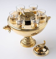 Bol à caviar EPNS en laiton plaqué argent avec verre à liqueur avec bol à caviar en laiton aspect antique