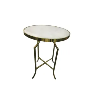 Table Beautifully Design Metal with Marble Top With Gold Finishing Based Coffee Table fashionable Trending Design