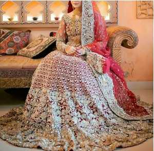 --NEW--HEAVY---<b>BRIDAL</b>--<b>JACKET</b>,LEHENGA---DRESS Embellished in Crystal Glass Beads Stone FULL of DABKA-work for Wedding--2021-- - Product Image 2
