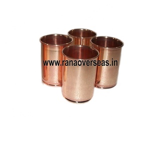 Pure Copper <b>Glass</b> <b>Tumbler</b> for Healing Ayurvedic Product Tableware Accessories <b>Set</b> of Four - Product Image 1