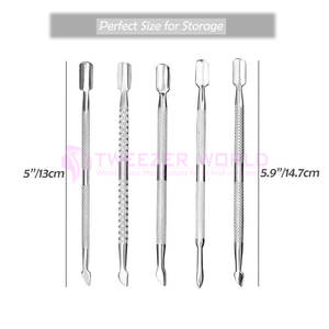 Best of 15Pcs Cuticle Pusher Remover and Cutter Double Ended Stainless Steel Nail Gel <b>Polish</b> Removal, Manicure Tools <b>Kit</b> - Product Image 3