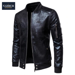 แจ็กเก็ตหนังคอปกตั้งอย่างเป็นทางการของผู้ชายสำหรับฤดูหนาวฤดูใบไม้ผลิและฤดูใบไม้ร่วง-สไตล์ซิปด้วยแรงบันดาลใจมอเตอร์เคลือบเพื่อความสบาย - Product Image 2