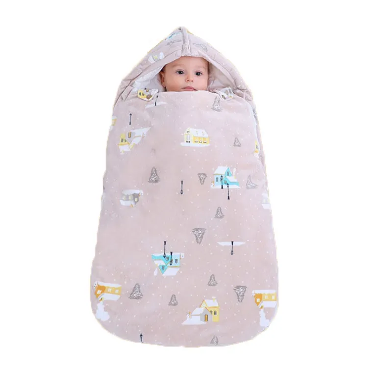 Venda no atacado quente recém-nascido dormir inverno capuz faixa cobertor para bebê
