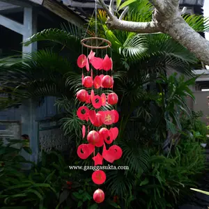 Carillon éolien en en bois de couleur rouge, décoration de jardin peinte à la main, à la mode