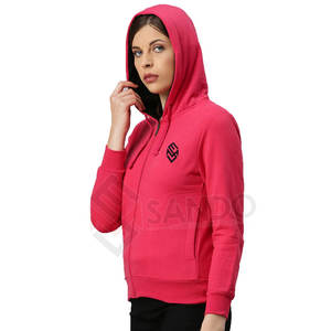 High Quality Cotton <b>Women's</b> Long Sleeve Zip-Up <b>Hoodie</b> Custom Logo Winter Casual Gym Clothing with Plain <b>White</b> Color - Product Image 2