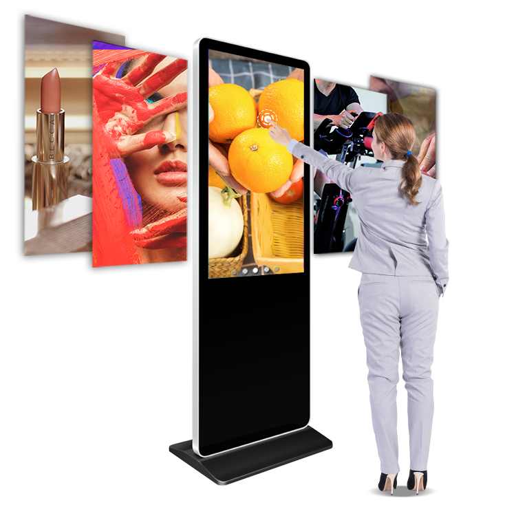 43 55 65 Inch Smart Floor Standing Digital Lcd Advertising Display Screen Touch Kiosks For Supermarket