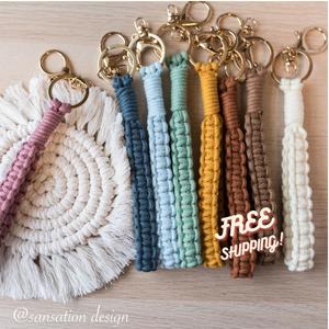Macrame <b>Keychain</b> <b>Wristlet</b> / Macrame Lanyard /key Fob Strap - Product Image 1