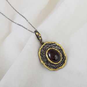 จี้โกเมน925ชุบทองเงินสเตอริ่งจี้อัญมณีสร้อยคอนำโชคดีไซน์ล่าสุด - Product Image 2