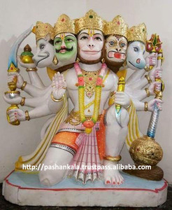 ทำด้วยมือหินอ่อนสีขาวPanchmukhiหนุมานMurti - Product Image 1