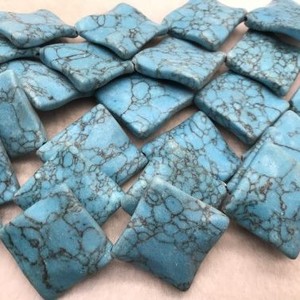 ลูกปัดเทอร์ควอยซ์สีฟ้าสดใหม่มีรูปร่างเป็นสี่เหลี่ยมโค้งน้ำจืด22mm100% ลูกปัดอัญมณีแท้แบบหลวมสำหรับงานประดิษฐ์ - Product Image 1