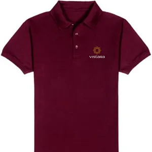 Kaus Polo Jersey Tunggal 100% Poliester Pria, 180-190 Gsm Bio Selesai dengan Proses Pengusir Air dan Bordir Logo