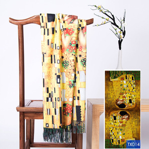 Custom painting digital print shawl stole women scarf pashmina for keep warm fashion accessory