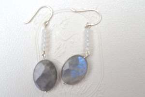 Bijoux en argent Sterling 92.5 opale naturelle et Labradorite, boucles d'oreilles en pierres précieuses Flashy, bijoux pour femmes, cadeau mignon - Product Image 2