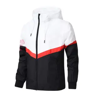 Giacca da uomo per allenatori di vendita calda Blank Logo personalizzato Plus Size giacca da uomo per allenatori giacca a vento nera tinta unita per allenatori