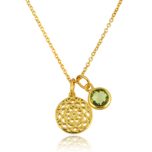 Collier pendentif en argent sterling 925 plaqué or de haute qualité, pierre précieuse péridot, filigrane, simple, cadeau de fête, bijoux - Product Image 1