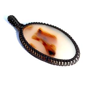 Collier en cuir avec pendentif macramé Cabochon Agate Montana - Product Image 2