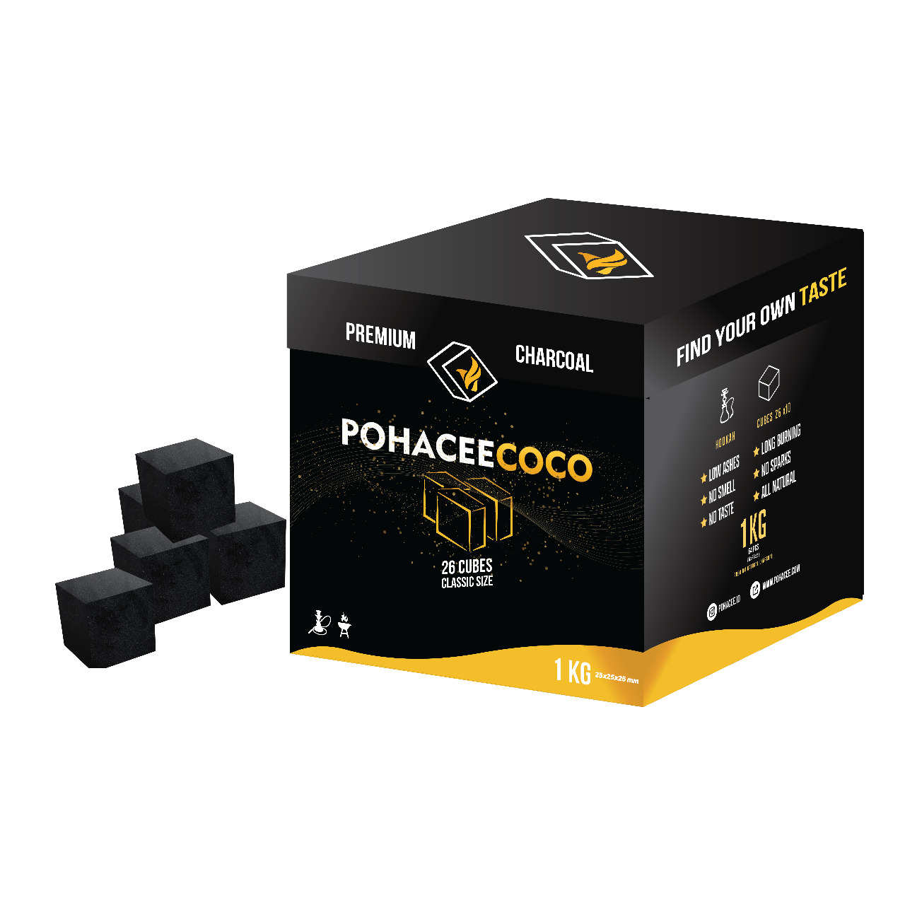 100% reine natürliche Shisha Shisha Coco Holzkohle aus Indonesien Kokosnuss schale Holzkohle Brikett weiße Asche Shisha Holzkohle