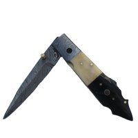 Couteau pliant de poche personnalisable à lame en acier, pointe de lance, fait main, manche en os de chameau, survie, extérieur, camping, chasse, OEM