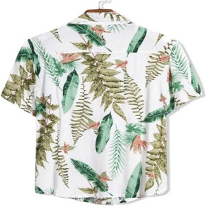 Chemise hawaïenne décontractée pour homme en polyester satiné à imprimé floral numérique, col montant, grande taille, respirante, décontractée - Product Image 1