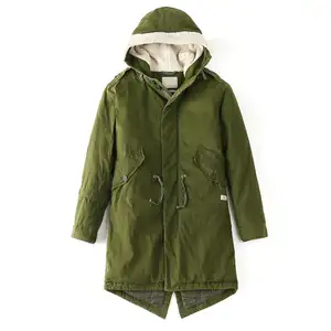 Parka de invierno con botones para hombre, chaqueta verde militar de alta calidad, personalizada, para la lluvia, al por mayor, 2022