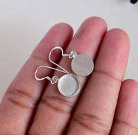 Top vente en gros argent Sterling 925 forme ronde sans pierre 17MM lunette tasse crochet uni boucles d'oreilles fait à la main fournisseur de bijoux fins