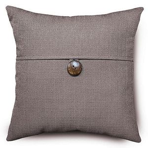 Funda de Cojín de Lujo para Sala de Estar, 100% Algodón Chambray, Lisa, 16x16 Pulgadas, Ecológica, Extraíble, Lavable, Estilo Clásico - Product Image 2