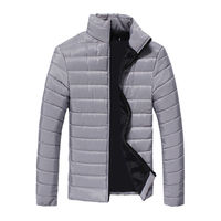 Veste matelassée blanche slim fit pour homme avec col montant, fermeture éclair, coupe-vent, manteau d'hiver décontracté, doublure en polyester rembourré