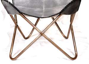 Chaise papillon en cuir véritable avec cadre en métal Chaise papillon de maison - Product Image 6